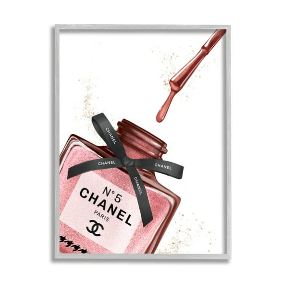 Stupell Industries Makeup Nail Polish Brush Drip Pink Fashion Design Graphic Art Framed Art Print Wall Art, 11x14, By Ziwei Li