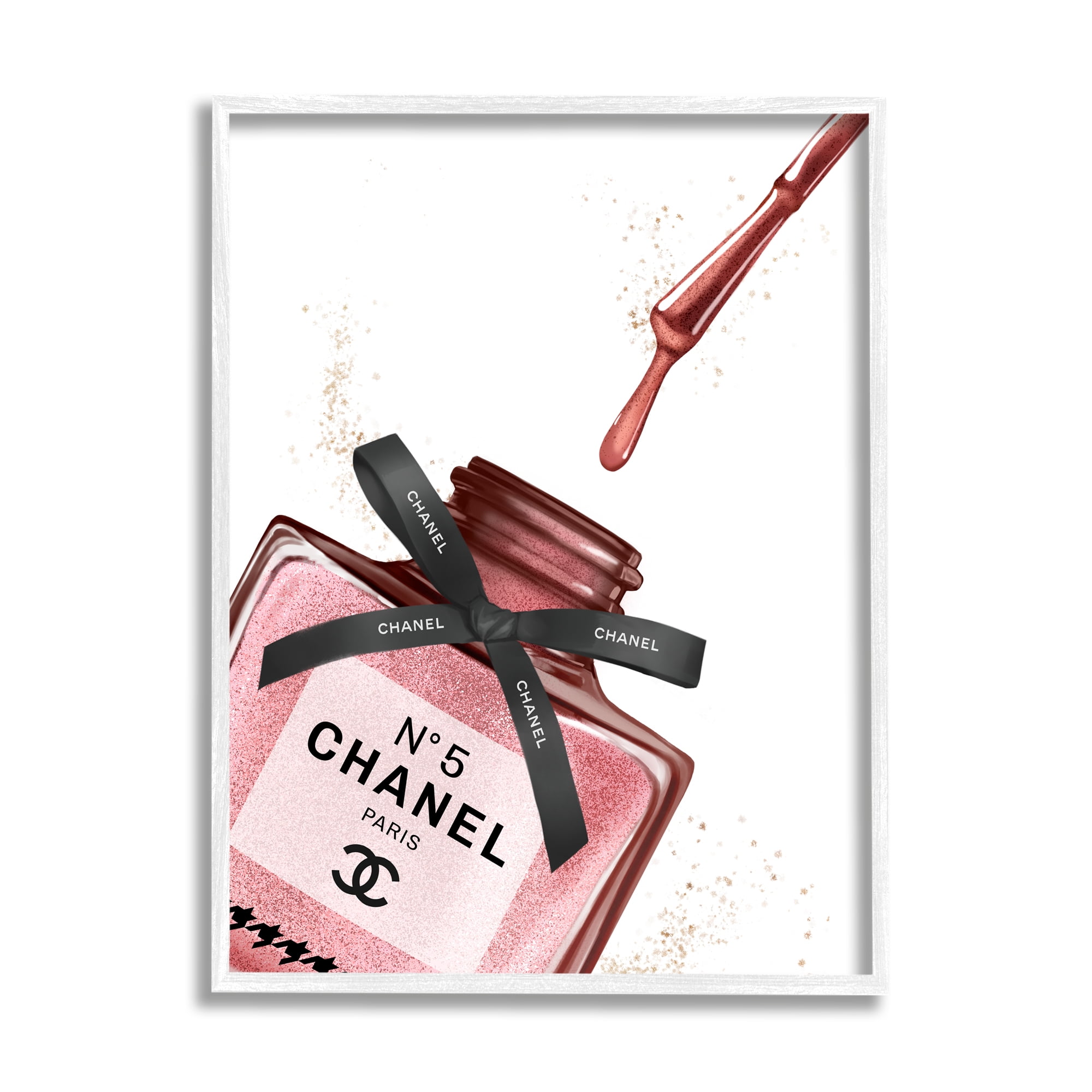 Stupell Industries Makeup Nail Polish Brush Drip Pink Fashion Design Graphic Art Framed Art Print Wall Art, 24x30, By Ziwei Li