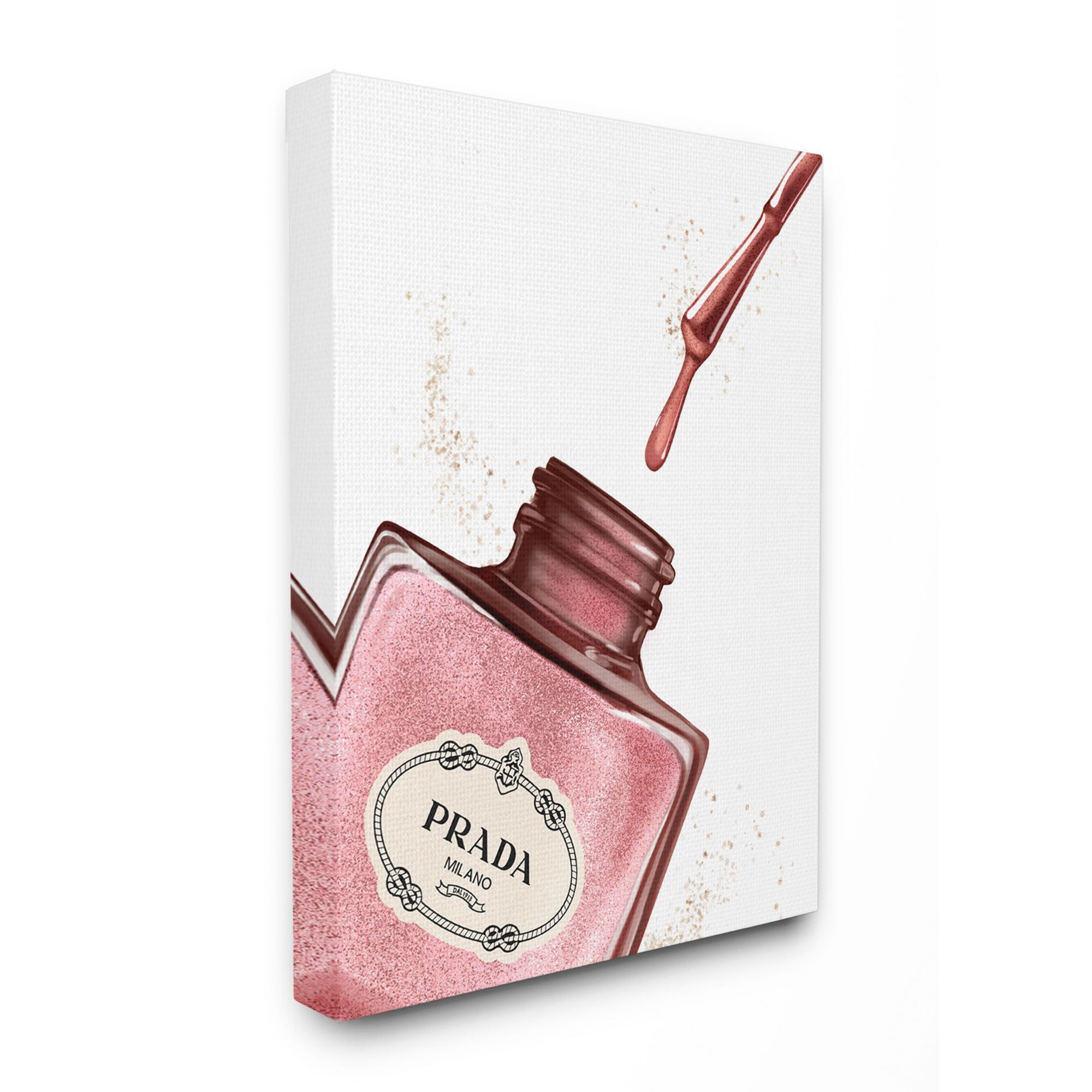 Stupell Industries Makeup Nail Polish Brush Pink Drip Fashion Design Canvas Wall Art by Ziwei Li