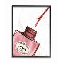 Stupell Industries Makeup Nail Polish Brush Pink Drip Fashion Design Framed Wall Art by Ziwei Li