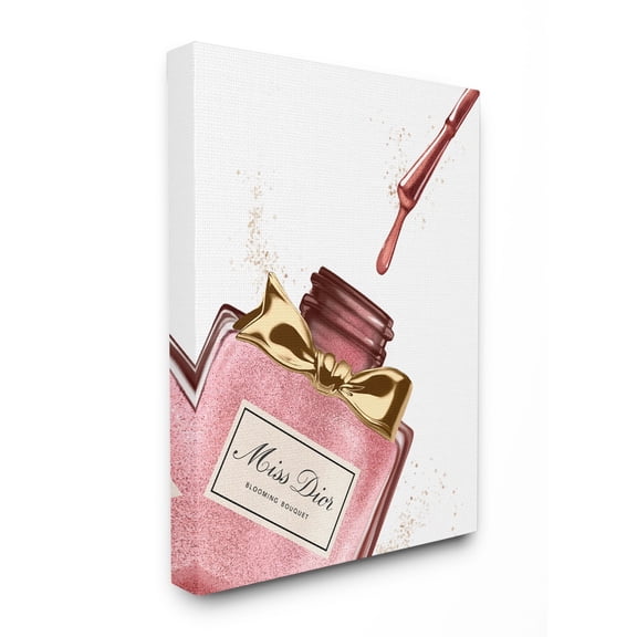 Stupell Industries Makeup Nail Polish Brush Pink Gold Drip Fashion Design Canvas Wall Art by Ziwei Li