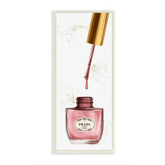 Stupell Industries Makeup Nail Polish Brush Pink Gold Fashion Design Wall Plaque by Ziwei Li
