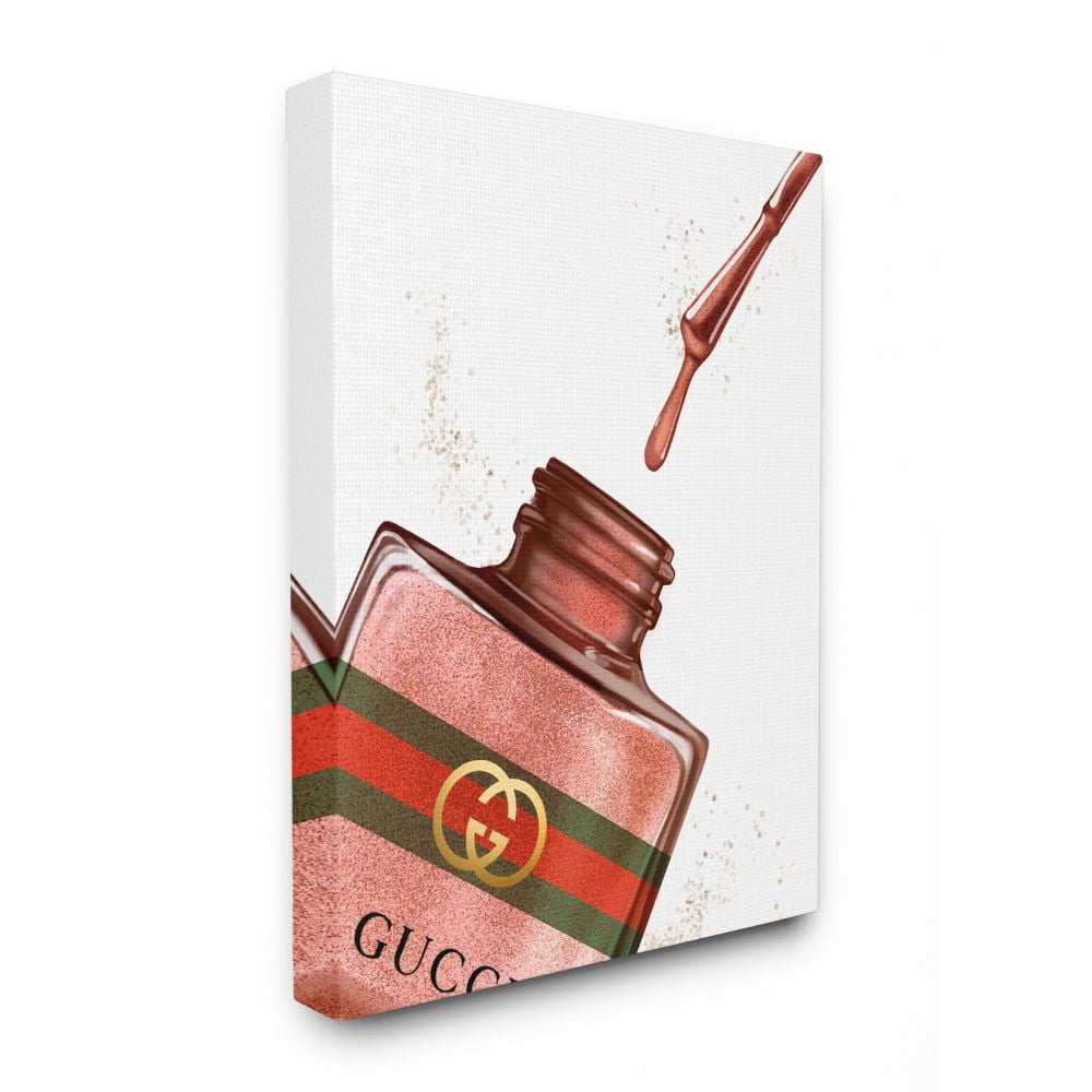 Stupell Industries Makeup Nail Polish Brush Pink Red Drip Fashion Design Canvas Wall Art by Ziwei Li