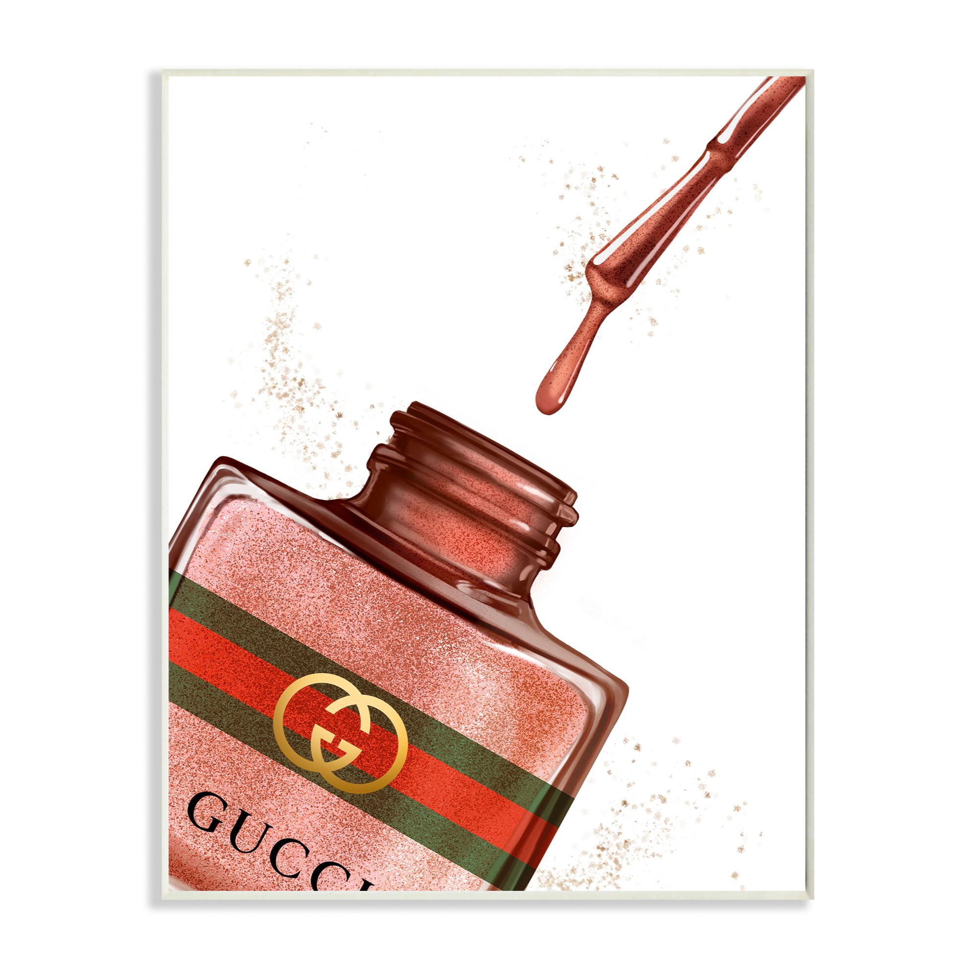 Stupell Industries Makeup Nail Polish Brush Pink Red Drip Fashion Design Wall Plaque by Ziwei Li