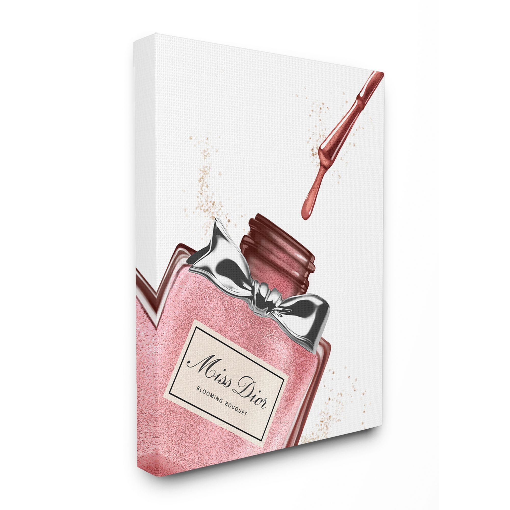 Stupell Industries Makeup Nail Polish Brush Pink Silver Drip Fashion Design Canvas Wall Art by Ziwei Li