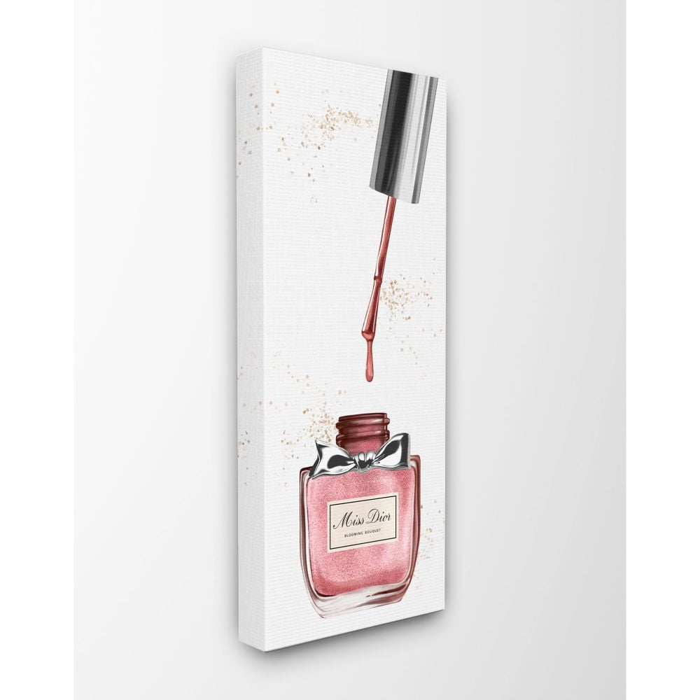 Stupell Industries Makeup Nail Polish Brush Pink Silver Fashion Design Canvas Wall Art by Ziwei Li