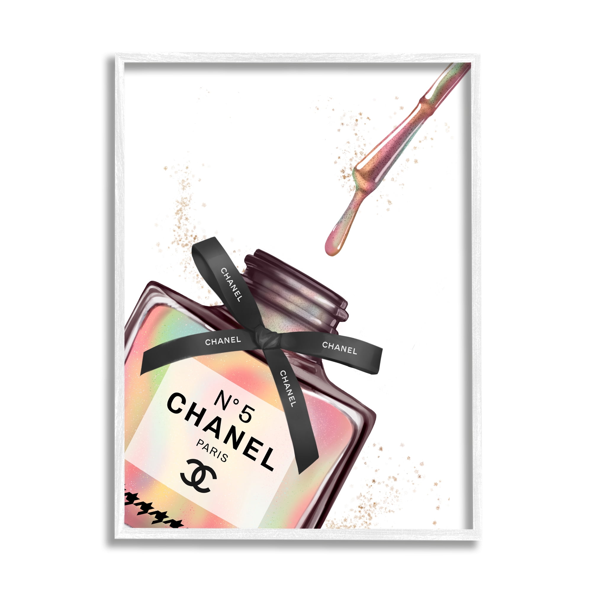 Stupell Industries Makeup Nail Polish Brush Rainbow Drip Fashion Design, 11 x 14,Design by Ziwei Li