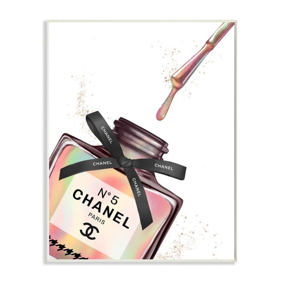 Stupell Industries Makeup Nail Polish Brush Rainbow Drip Fashion Design Wall Plaque by Ziwei Li