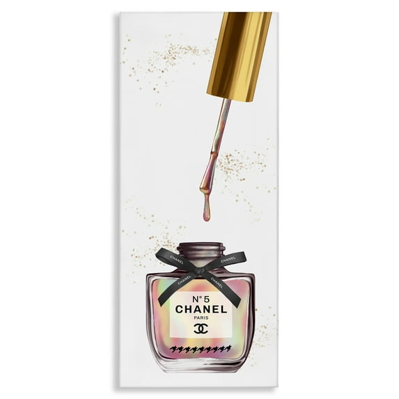 Stupell Industries Makeup Nail Polish Brush Rainbow & Gold Beauty & Fashion Painting Gallery Wrapped Canvas Art Print Wall Art, 17 x 40