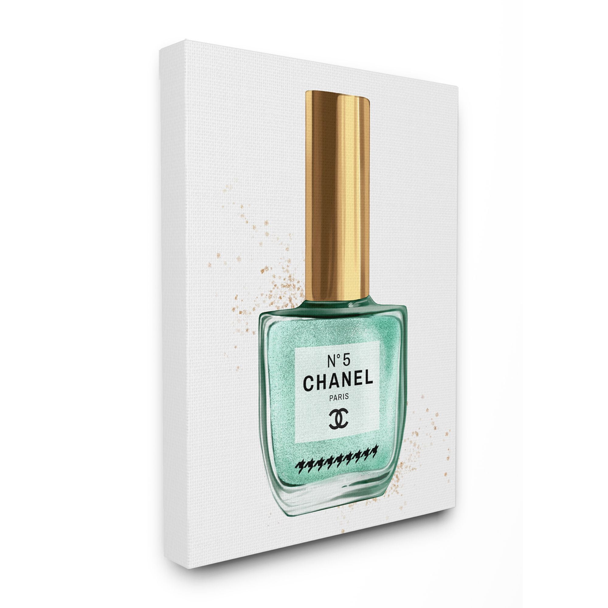 Stupell Industries Makeup Nail Polish Cyan Gold Fashion Design Canvas Wall Art by Ziwei Li