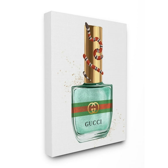 Stupell Industries Makeup Nail Polish Cyan Gold Snake Fashion Design Canvas Wall Art by Ziwei Li