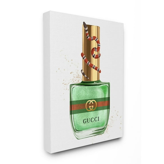 Stupell Industries Makeup Nail Polish Green Gold Snake Fashion Design Canvas Wall Art by Ziwei Li