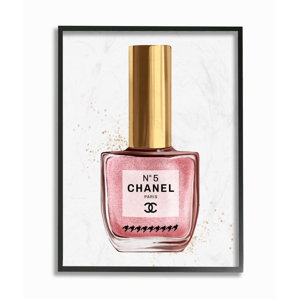 Stupell Industries Makeup Nail Polish Pink Gold Fashion Design Framed Wall Art by Ziwei Li
