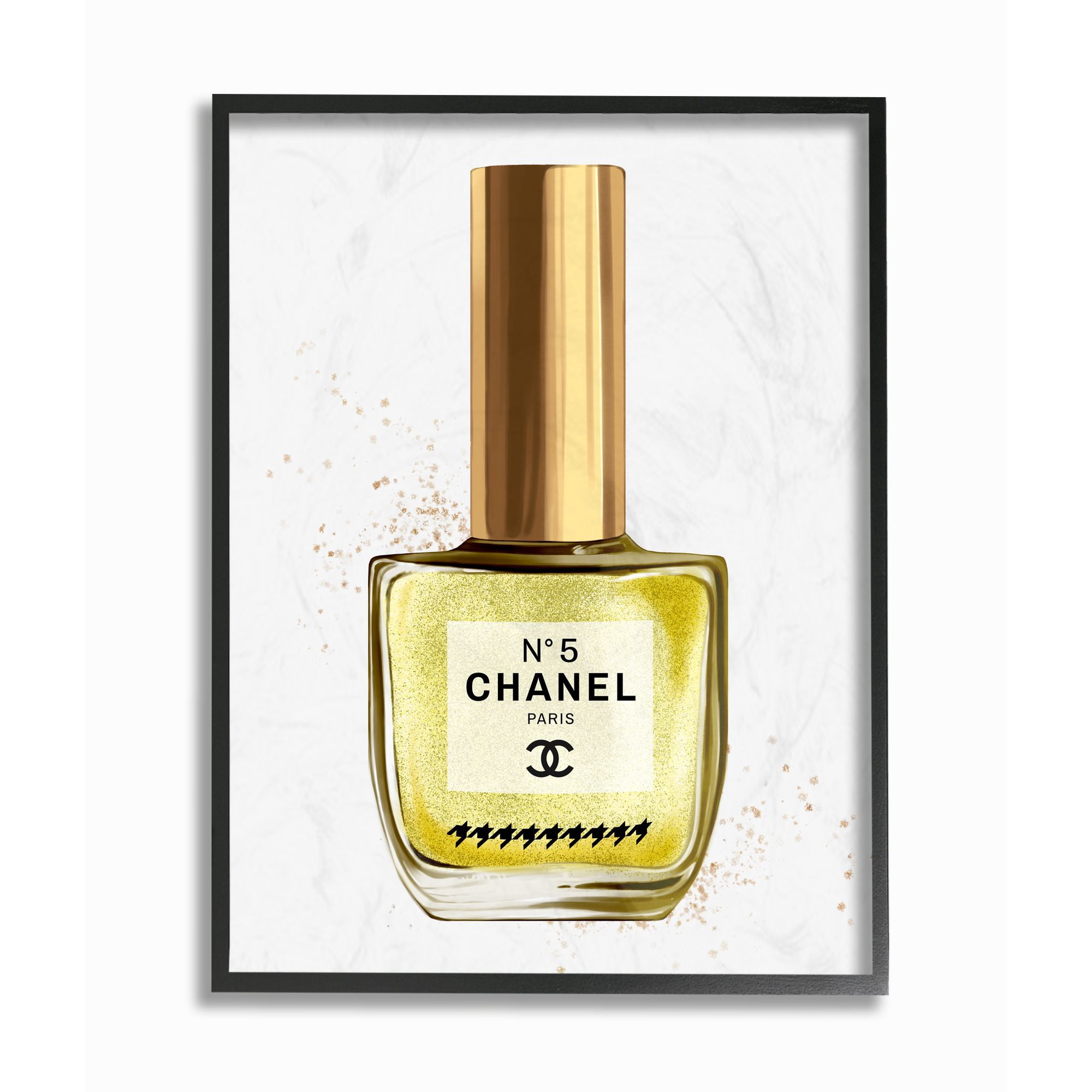 Stupell Industries Makeup Nail Polish Yellow Gold Fashion Design Framed Wall Art by Ziwei Li