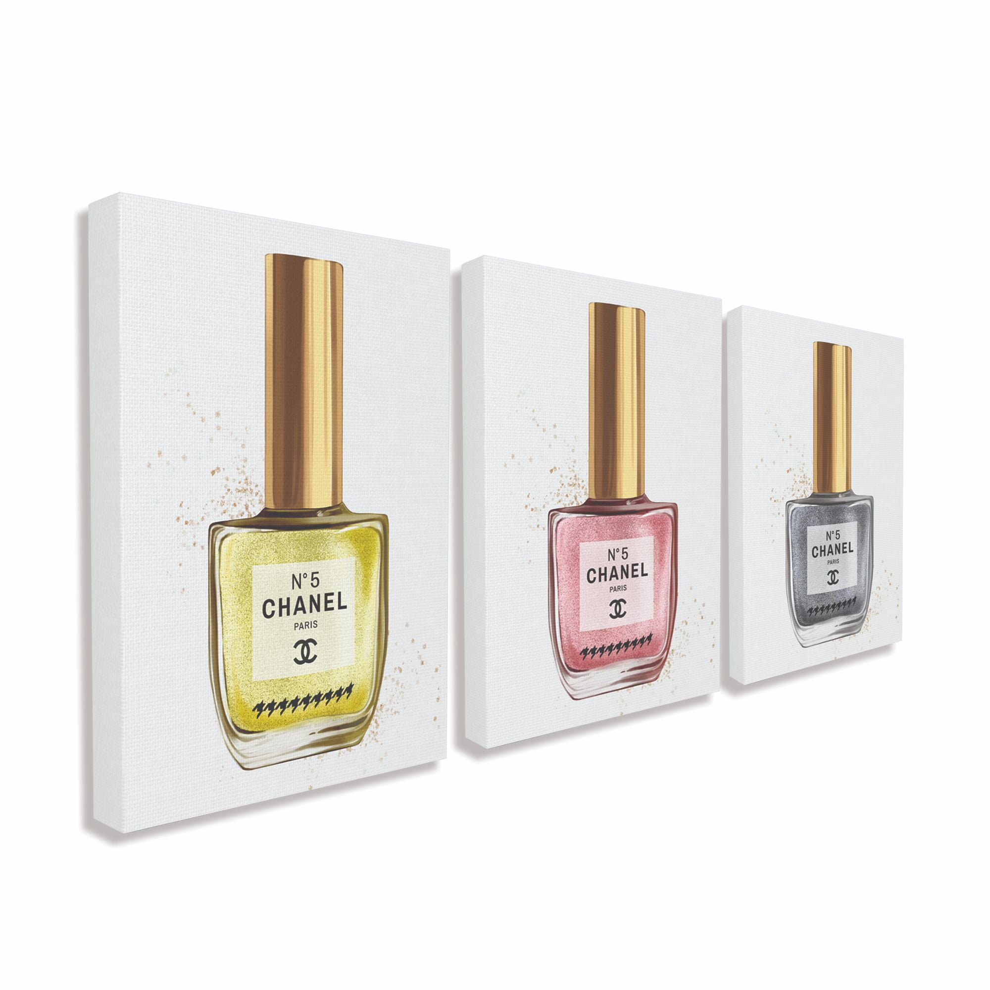 Stupell Industries Makeup Nail Polish Yellow Pink Black Gold Fashion Design Canvas Wall Art by Ziwei Li