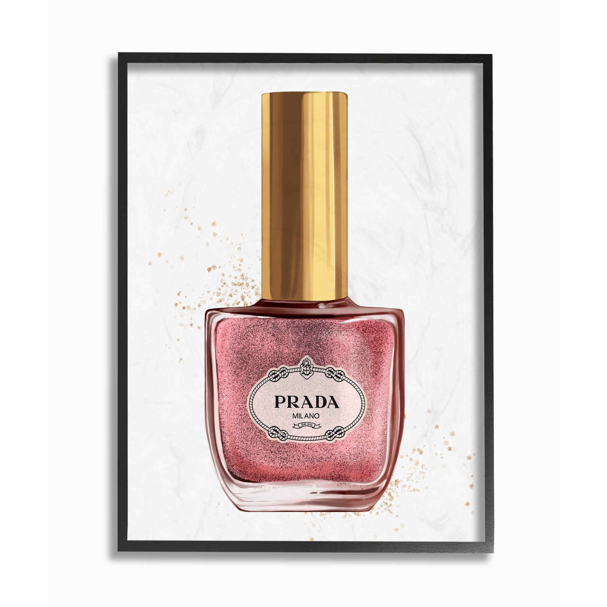 Stupell Industries Makeup Pink Nail Polish Gold Fashion Design Framed Wall Art by Ziwei Li