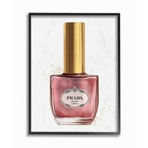 Stupell Industries Makeup Pink Nail Polish Gold Fashion Design Framed Wall Art by Ziwei Li
