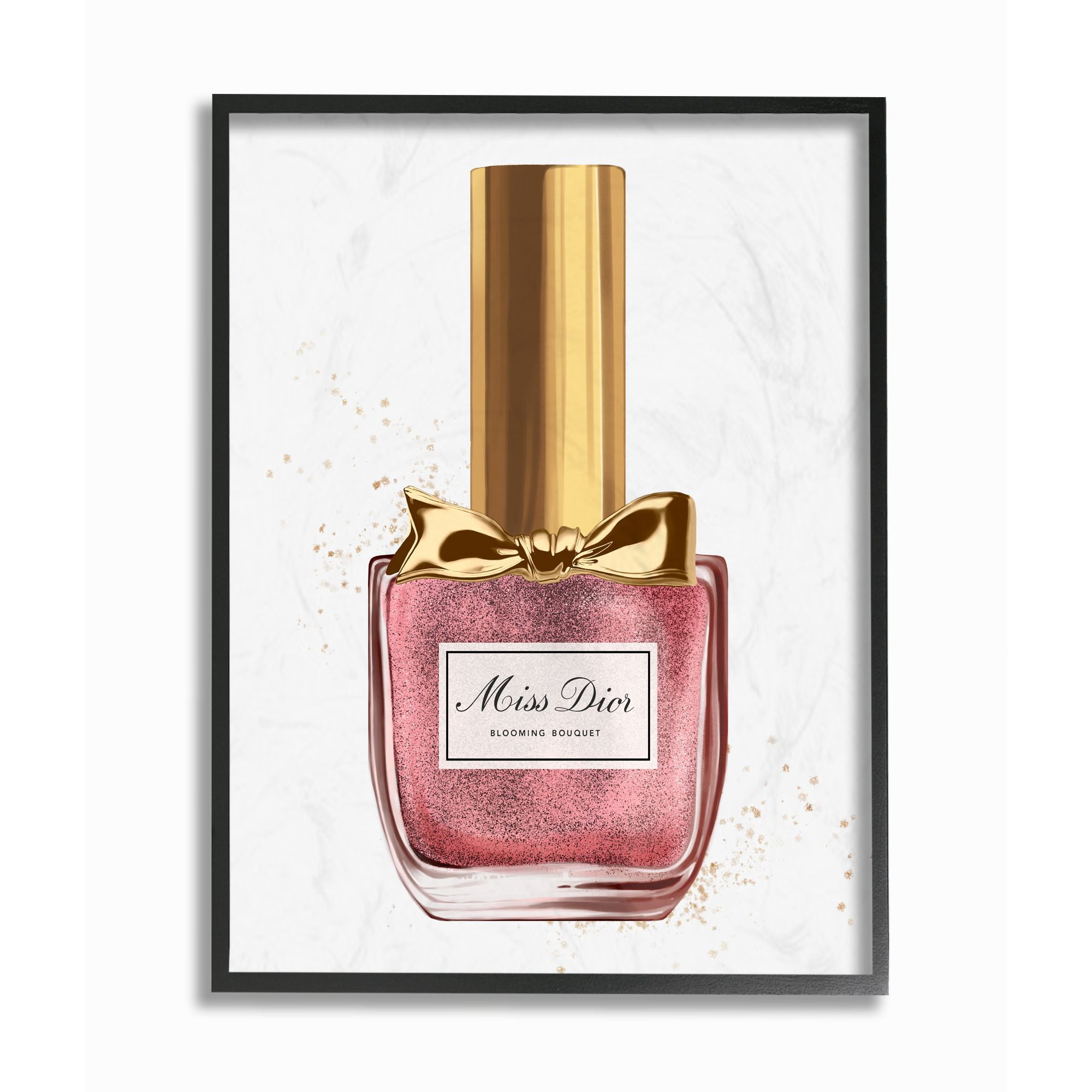 Stupell Industries Makeup Pink Red Nail Polish Gold Fashion Design Framed Wall Art by Ziwei Li
