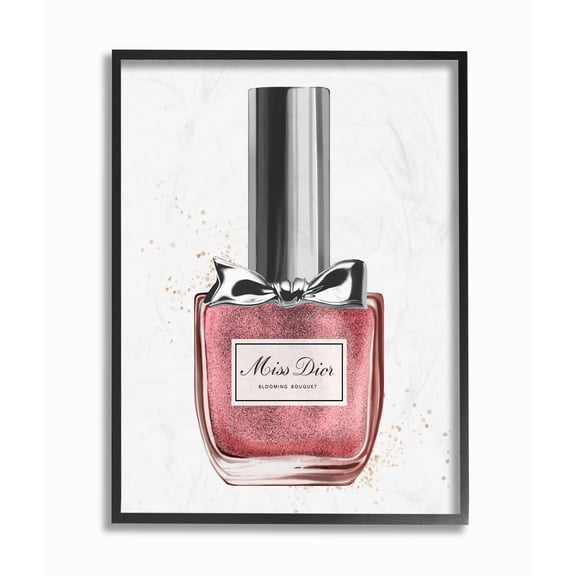 Stupell Industries Makeup Pink Red Nail Polish Silver Fashion Design Framed Wall Art by Ziwei Li