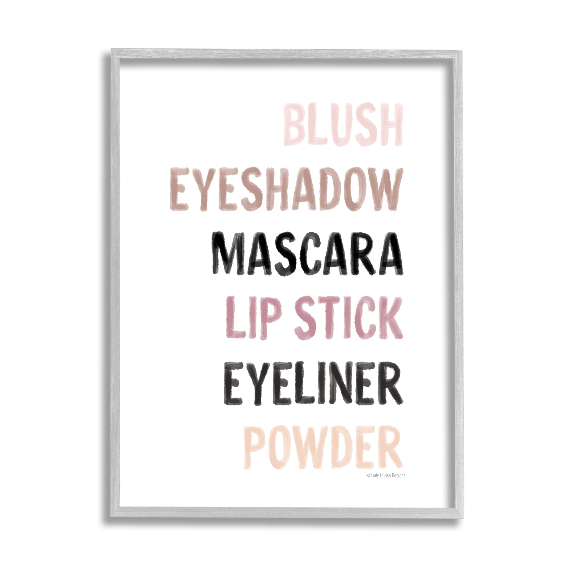 Stupell Industries Makeup To-Do List Blush Mascara Lip Stick Blush,11 x 14, Design by Lady Louise Designs