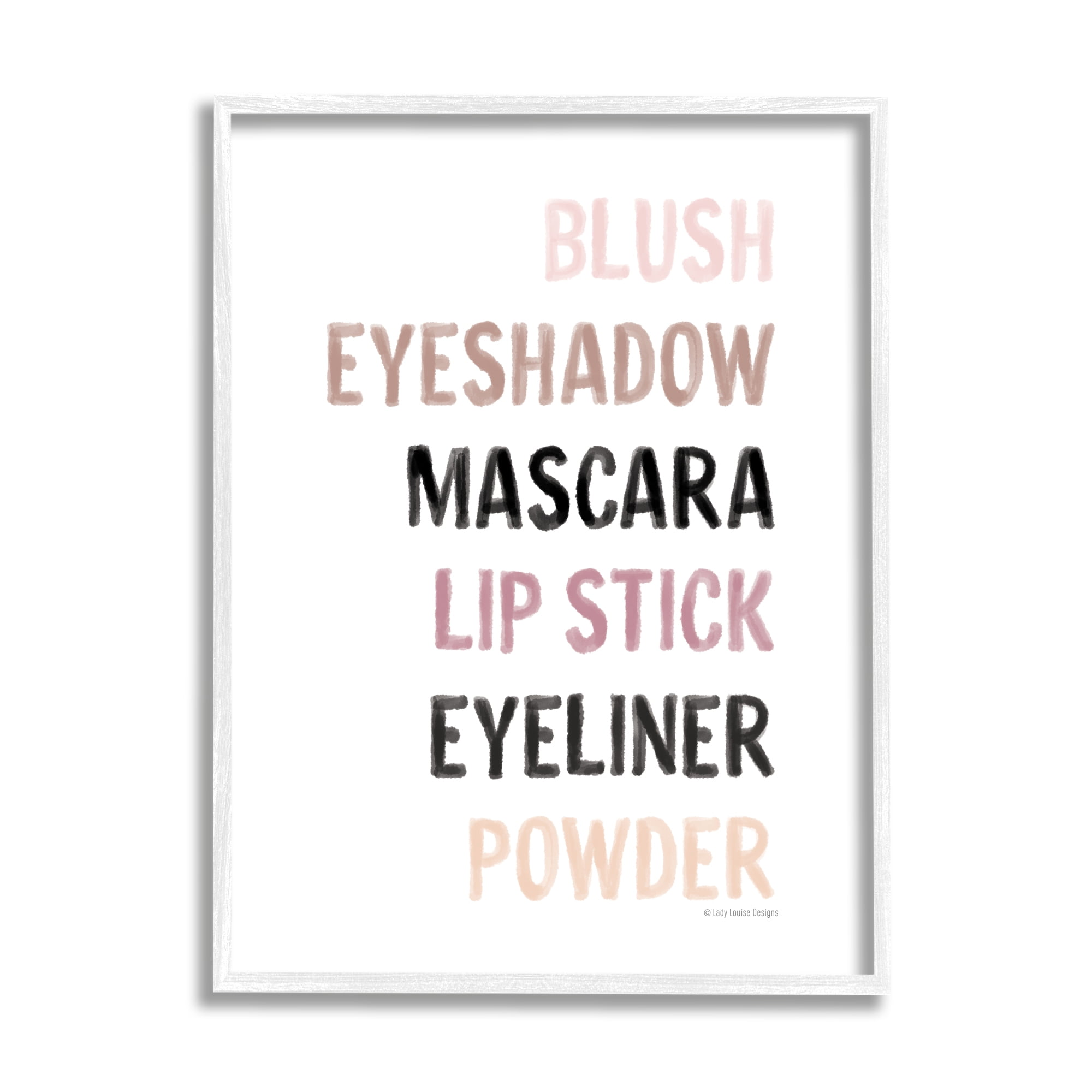 Stupell Industries Makeup To-Do List Blush Mascara Lip Stick Blush,11 x 14, Design by Lady Louise Designs