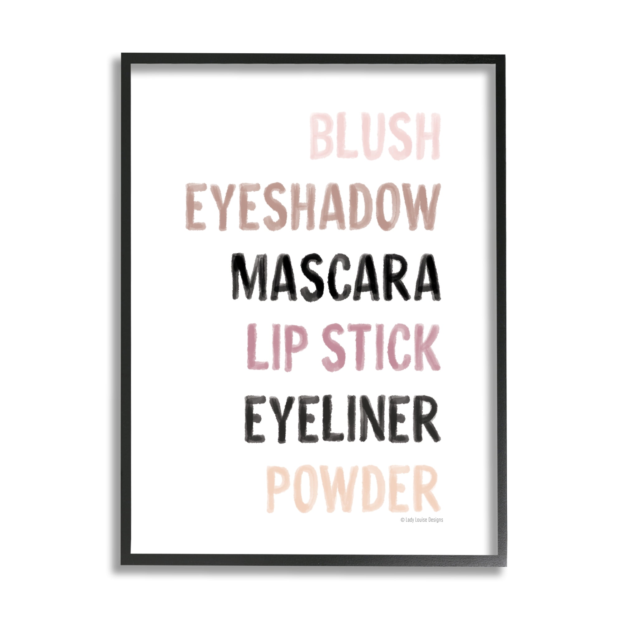 Stupell Industries Makeup To-Do List Blush Mascara Lip Stick Blush,16 x 20, Design by Lady Louise Designs