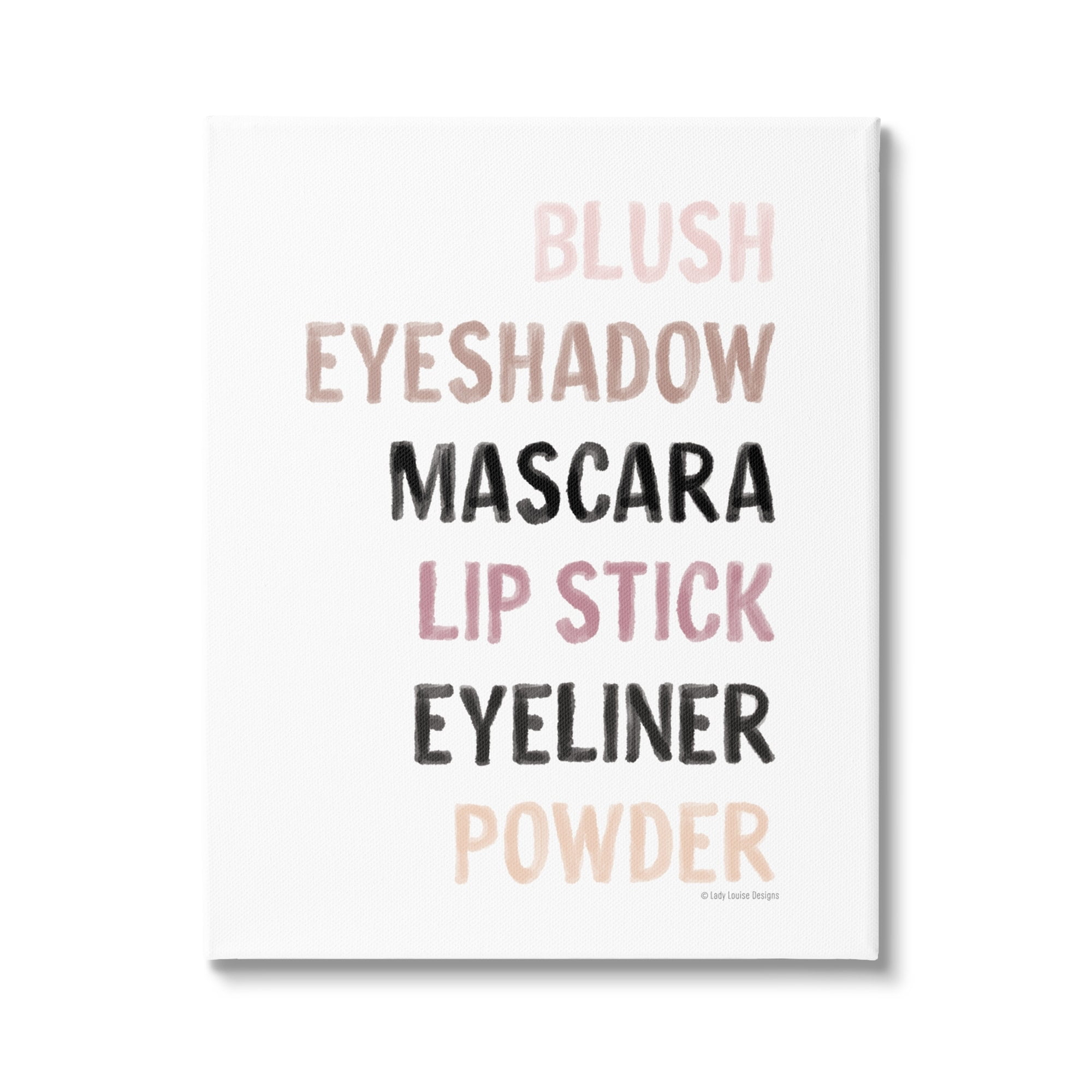 Stupell Industries Makeup To-Do List Blush Mascara Lip Stick Blush,16 x 20, Design by Lady Louise Designs