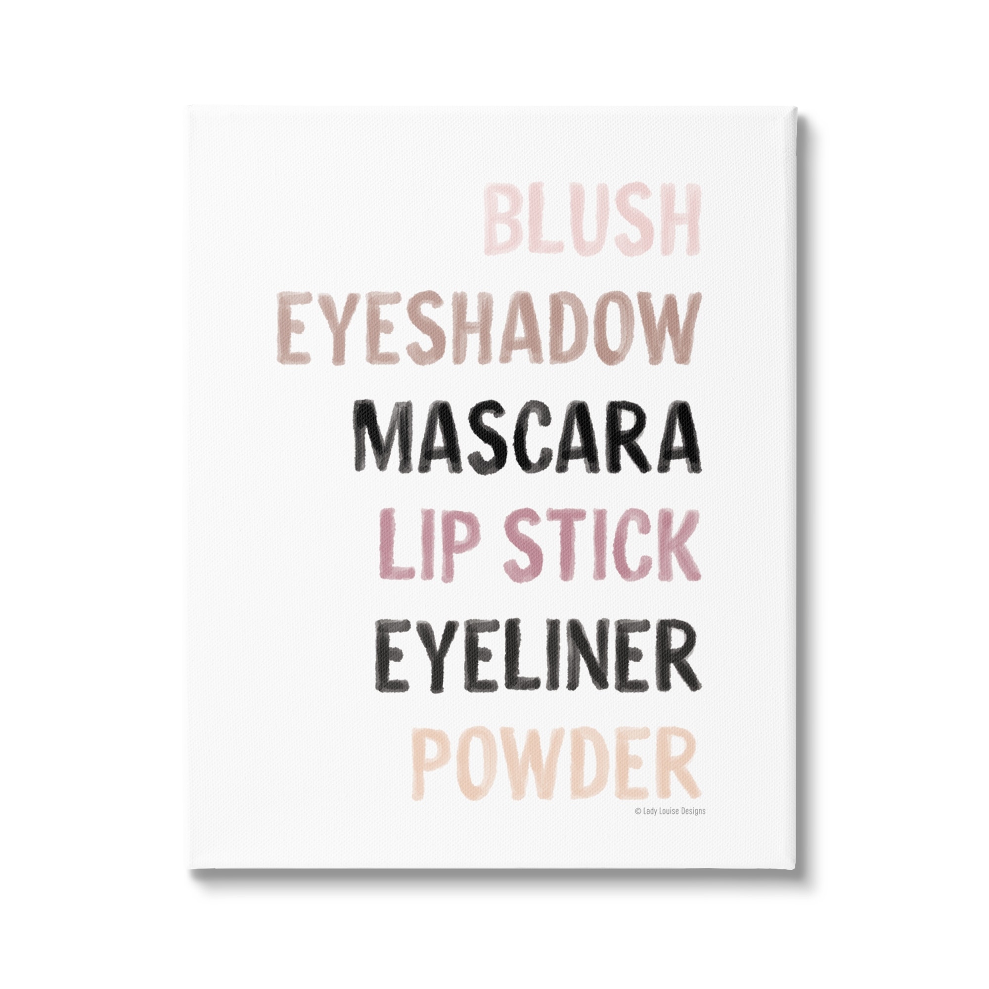 Stupell Industries Makeup To-Do List Blush Mascara Lip Stick Blush,24 x 30, Design by Lady Louise Designs