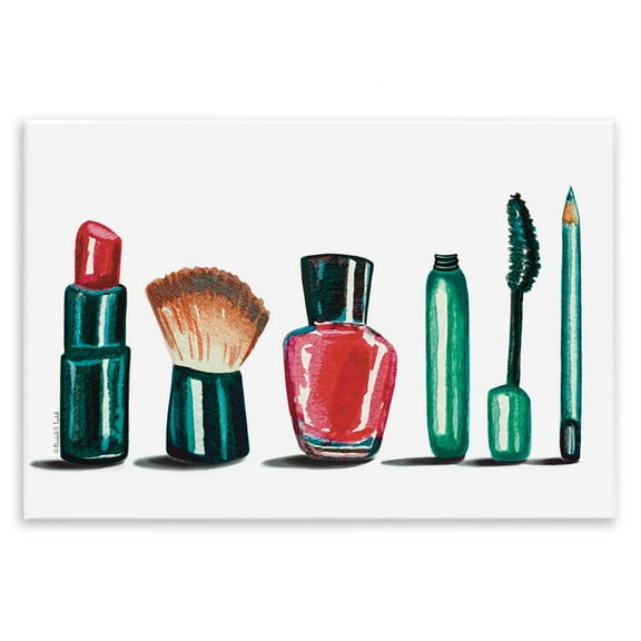 Stupell Industries Makeup Tools & Brushes Fashion Painting Unframed Art Print Wall Art, 15 x 10