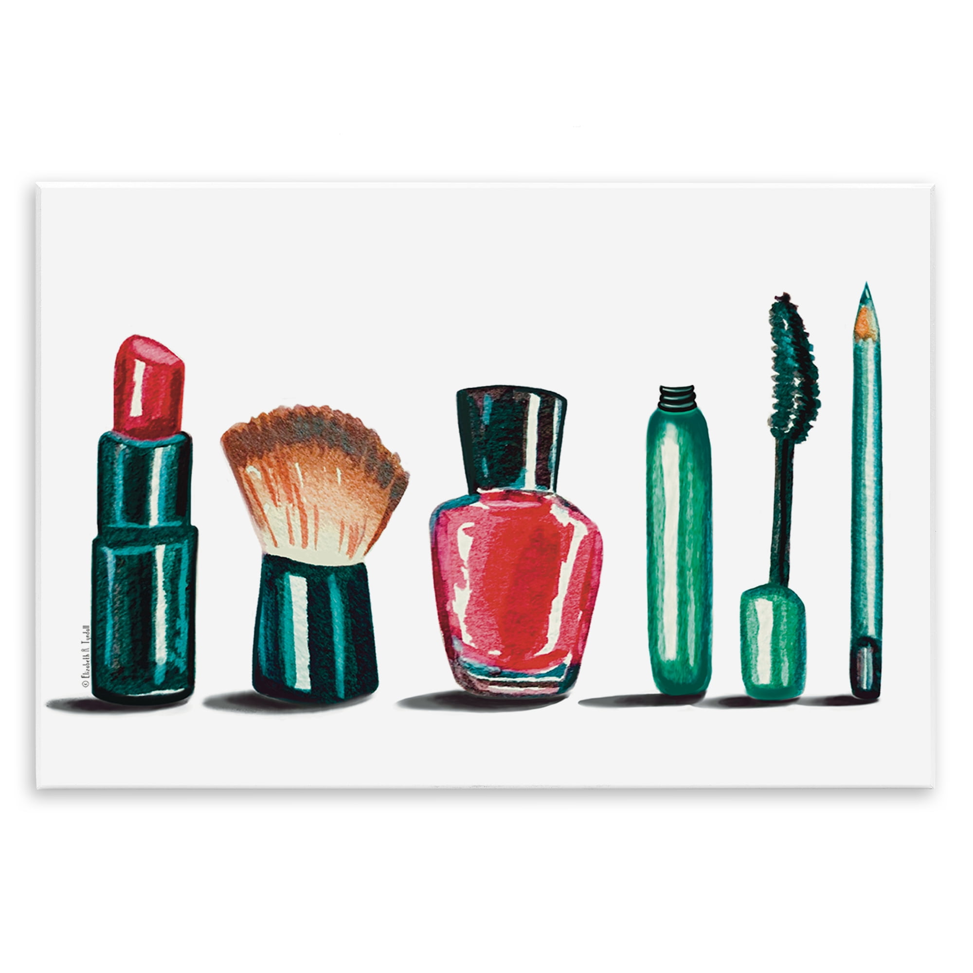 Stupell Industries Makeup Tools & Brushes Fashion Painting Unframed Art Print Wall Art, 19 x 13