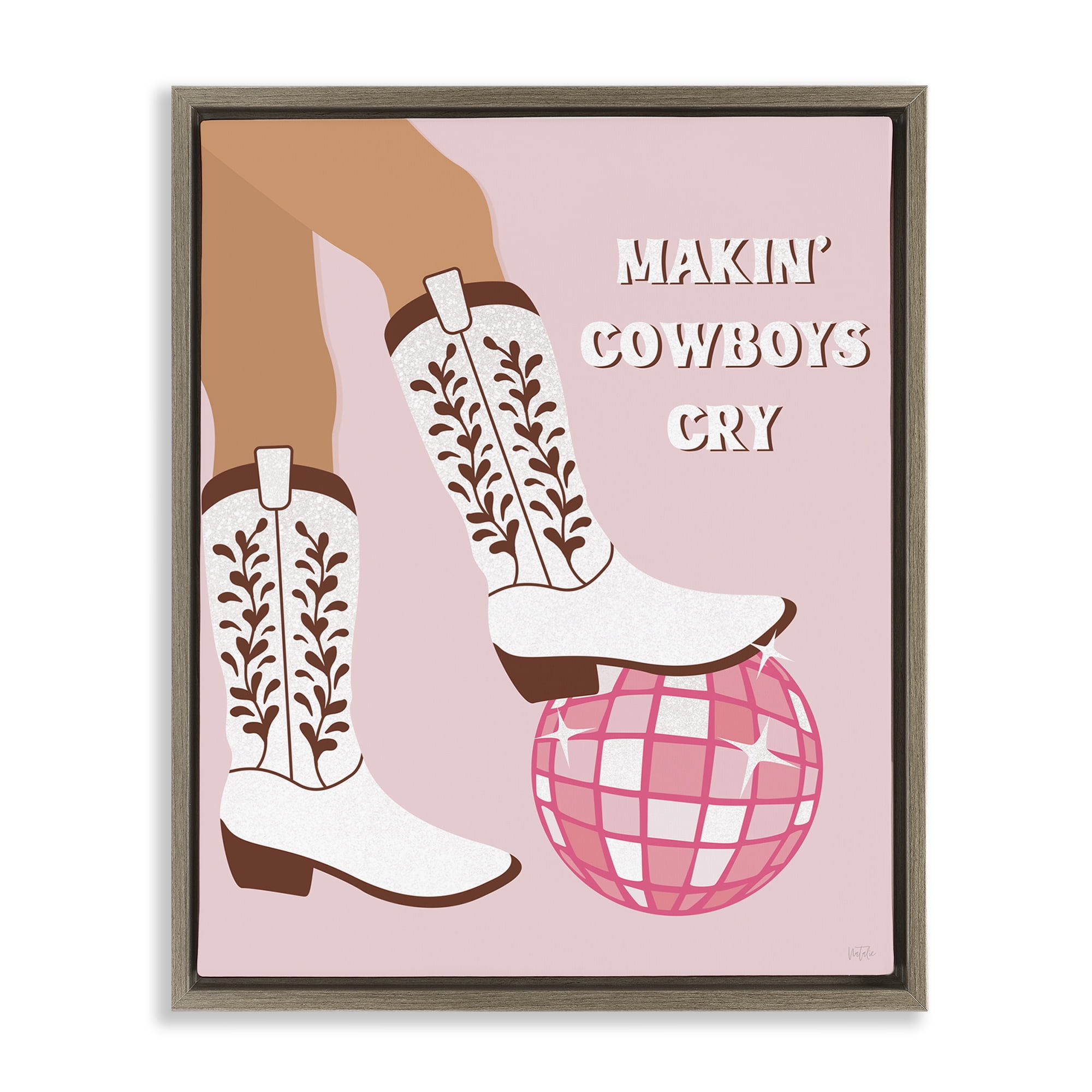 Stupell Industries Makin' Cowboys Cry Fashion Painting Brown Floater Framed Canvas Art Print Wall Art, 25 x 31