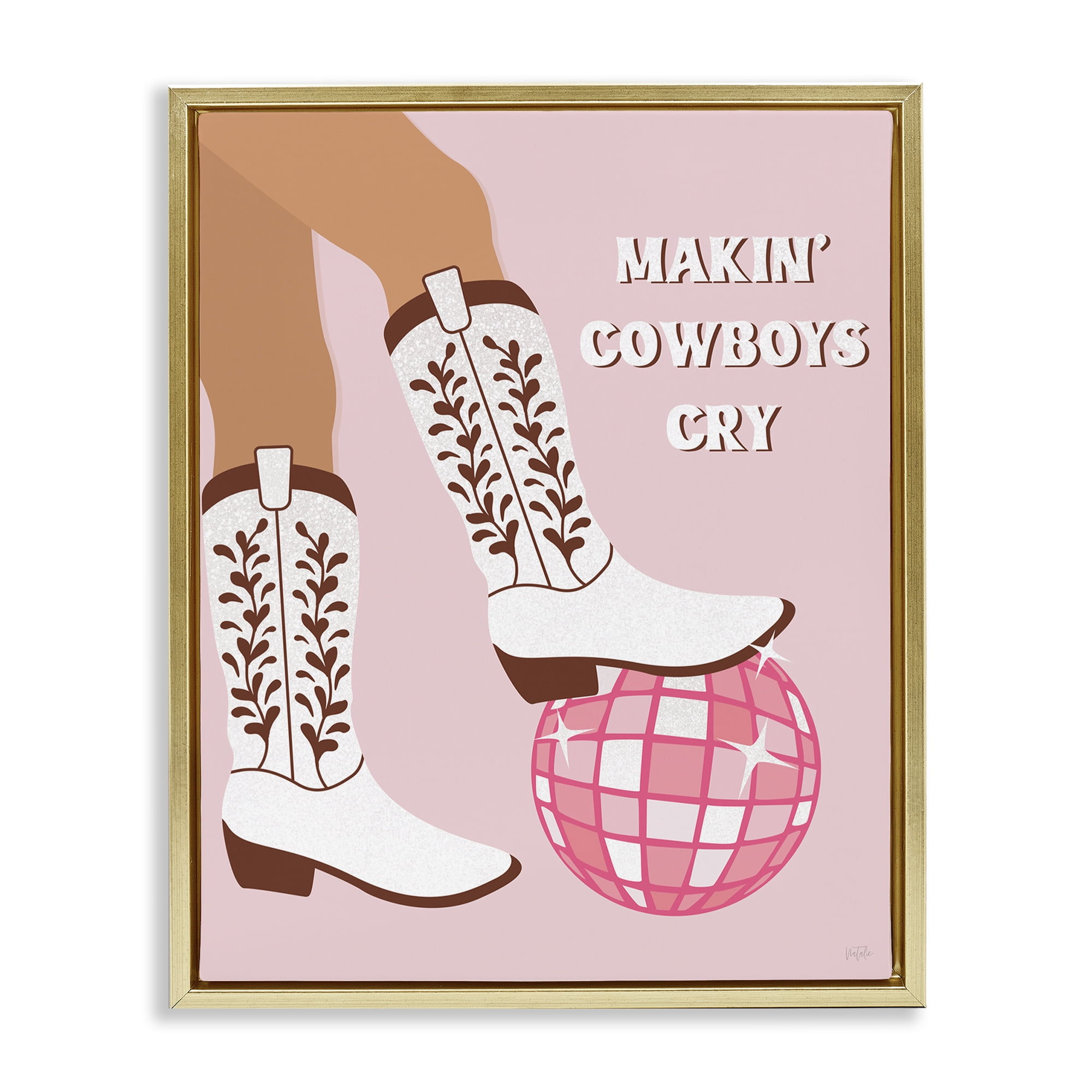 Stupell Industries Makin' Cowboys Cry Fashion Painting Gold Floater Framed Canvas Art Print Wall Art, 25 x 31