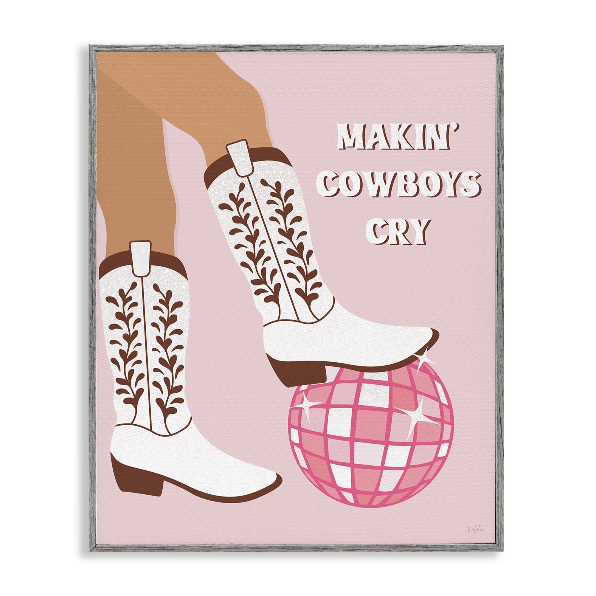 Stupell Industries Makin' Cowboys Cry Fashion Painting Gray Framed Art Print Wall Art, 16 x 20