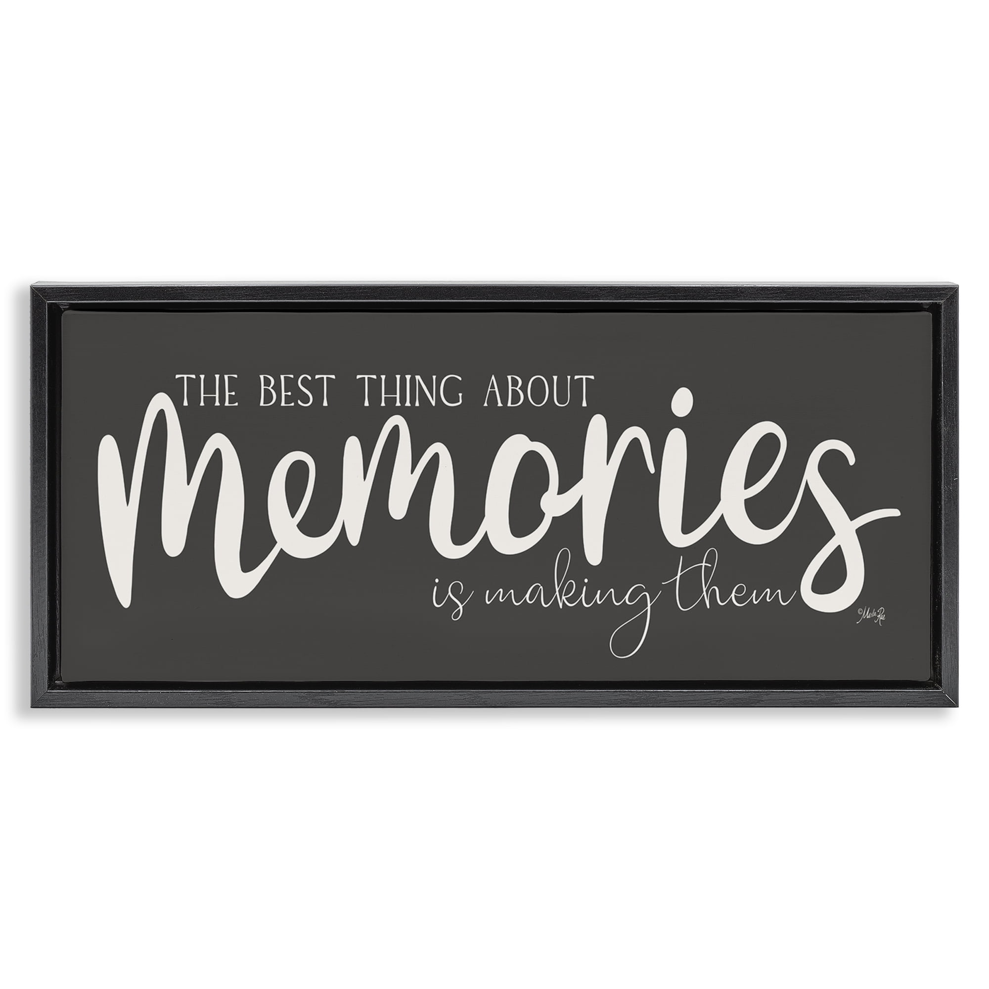 Stupell Industries Making Memories Sentiment Text & Numbers Painting Black Floater Framed Canvas Art Print Wall Art, 31 x 14