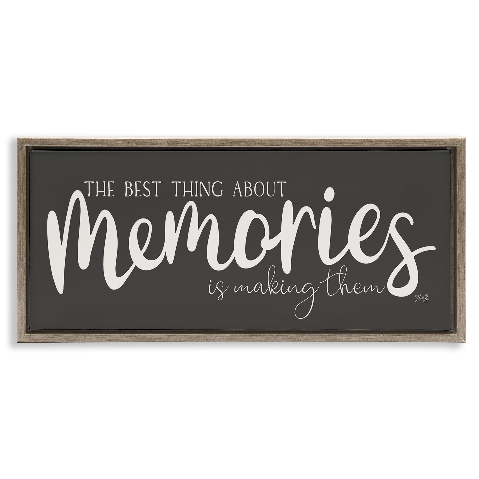 Stupell Industries Making Memories Sentiment Text & Numbers Painting Brown Floater Framed Canvas Art Print Wall Art, 25 x 11