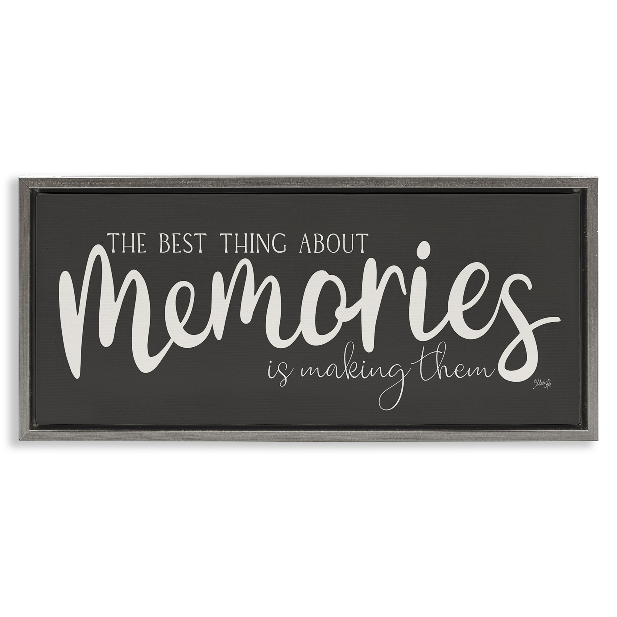 Stupell Industries Making Memories Sentiment Text & Numbers Painting Gray Floater Framed Canvas Art Print Wall Art, 25 x 11
