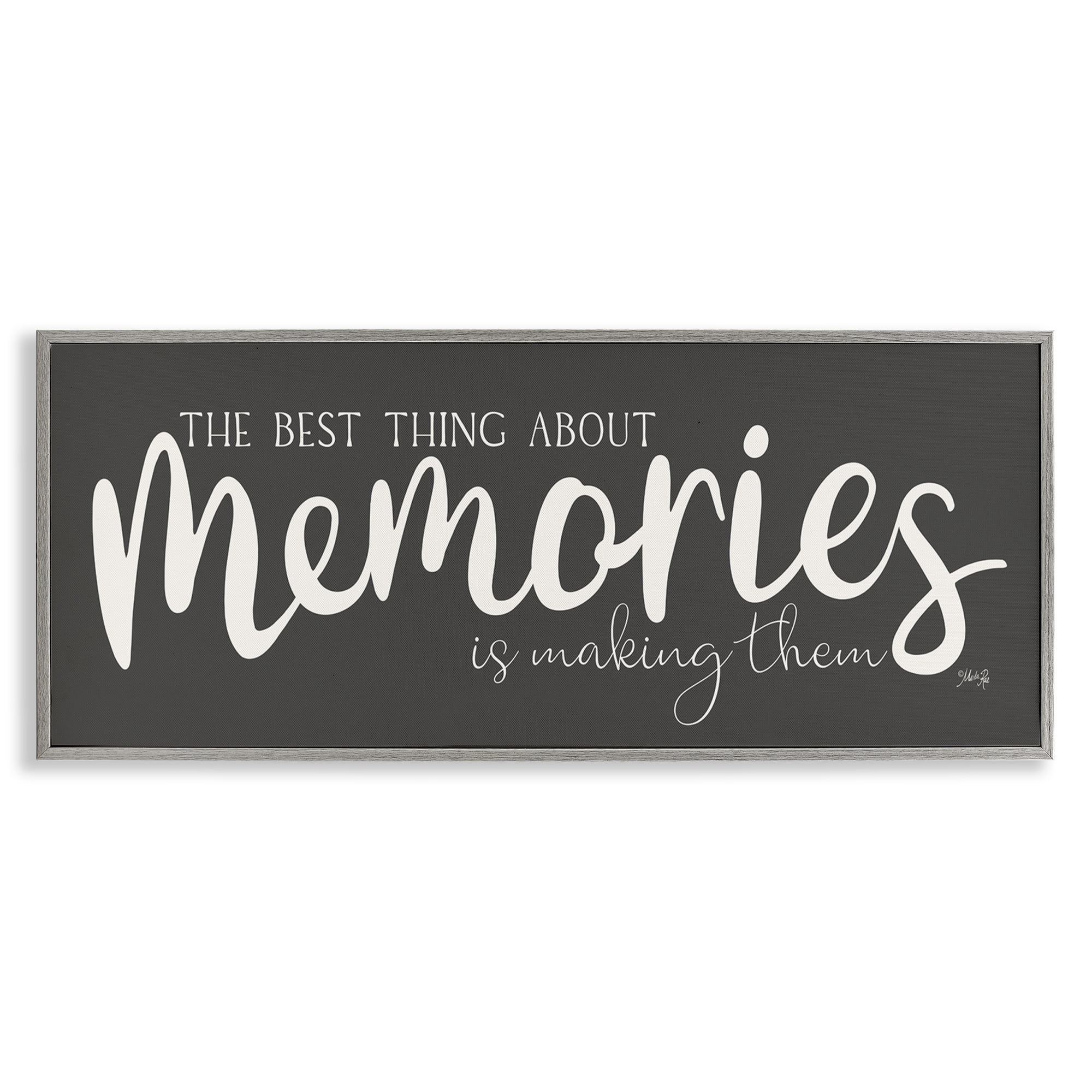 Stupell Industries Making Memories Sentiment Text & Numbers Painting Gray Framed Art Print Wall Art, 24 x 10