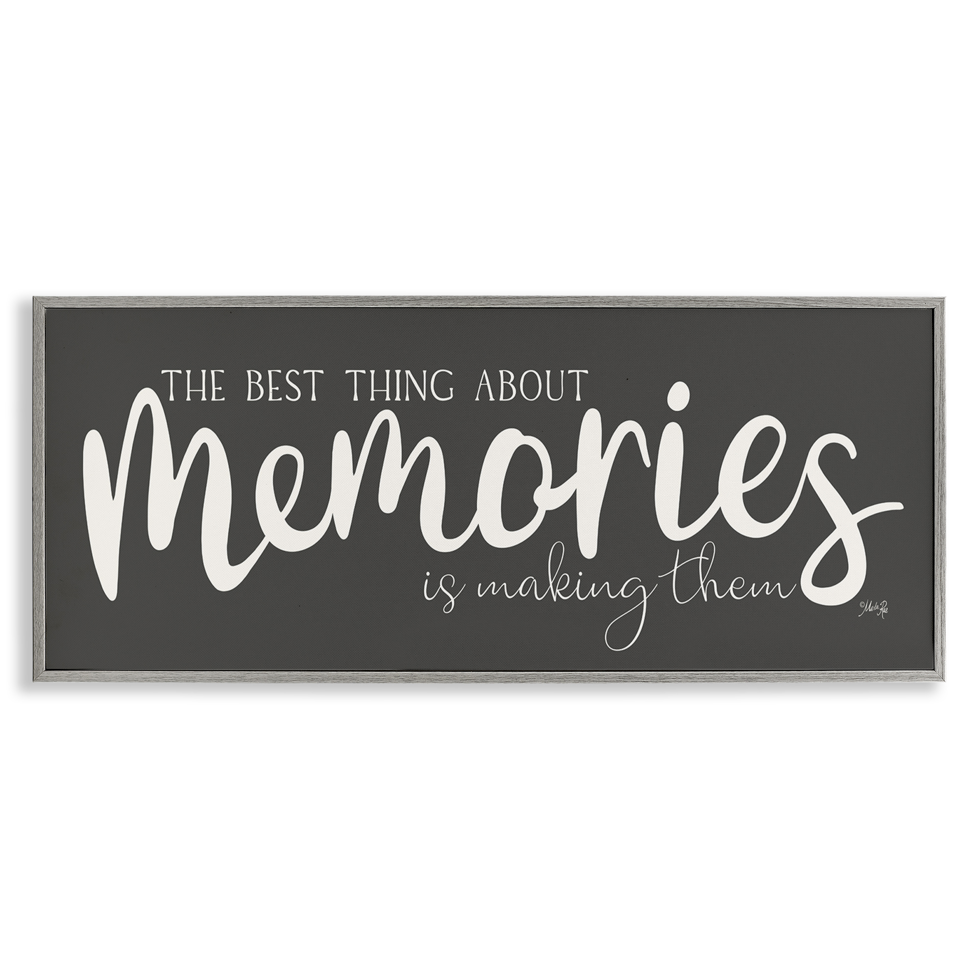 Stupell Industries Making Memories Sentiment Text & Numbers Painting Gray Framed Art Print Wall Art, 30 x 13