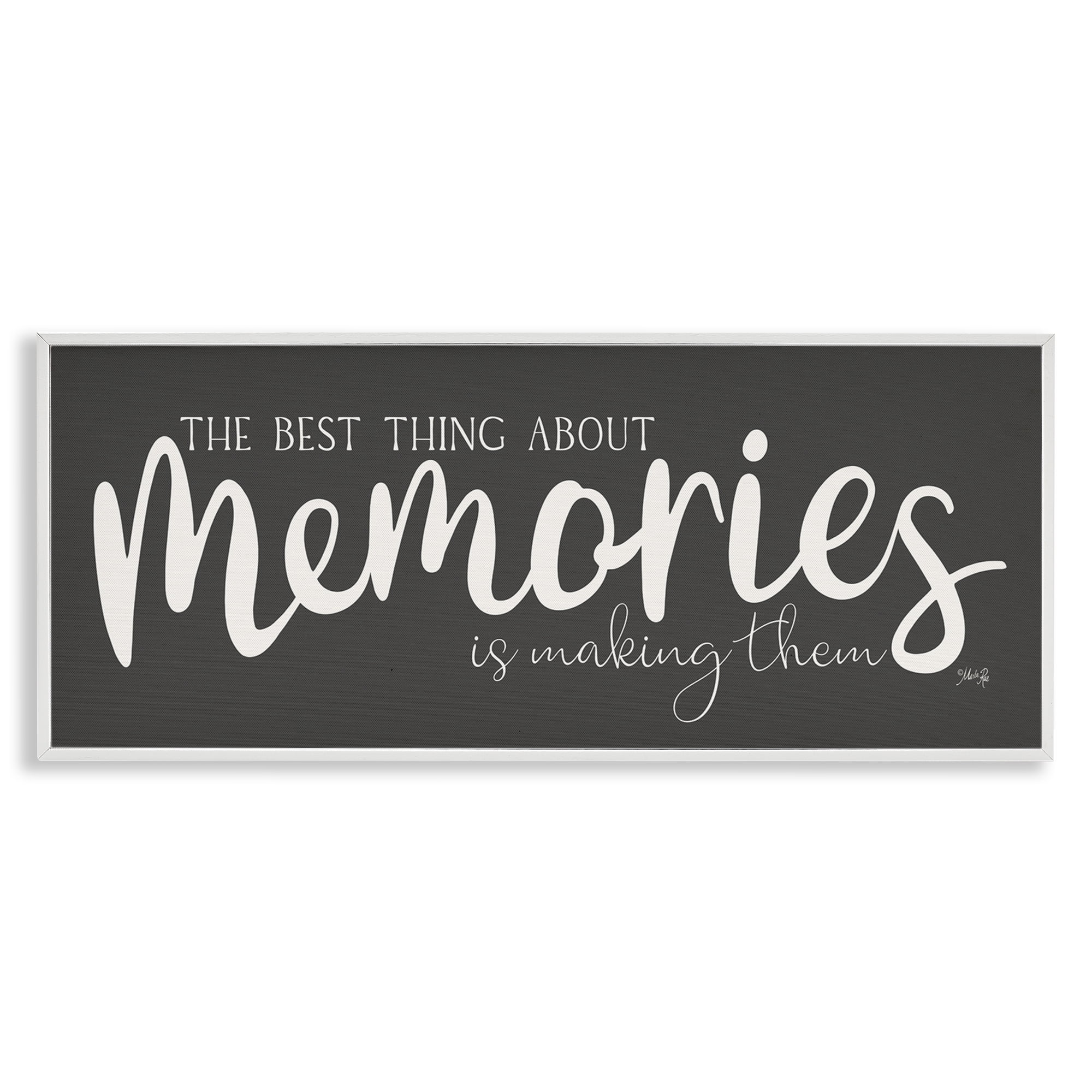Stupell Industries Making Memories Sentiment Text & Numbers Painting White Framed Art Print Wall Art, 30 x 13