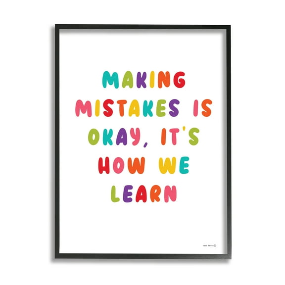 Stupell Industries Making Mistakes Is Okay Inspirational Painting Black Framed Art Print Wall Art, 11 x 14