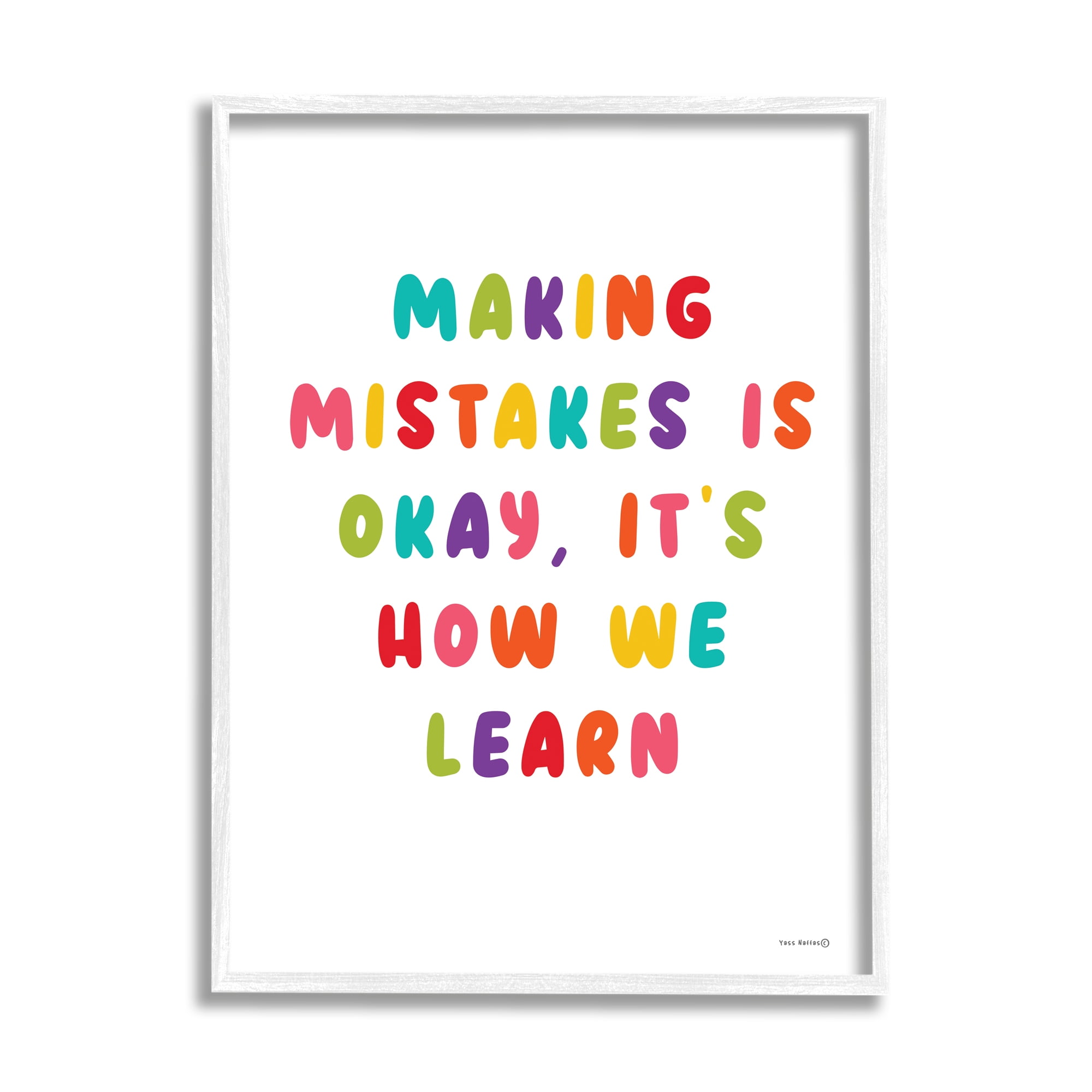Stupell Industries Making Mistakes Is Okay Inspirational Painting White Framed Art Print Wall Art, 16 x 20