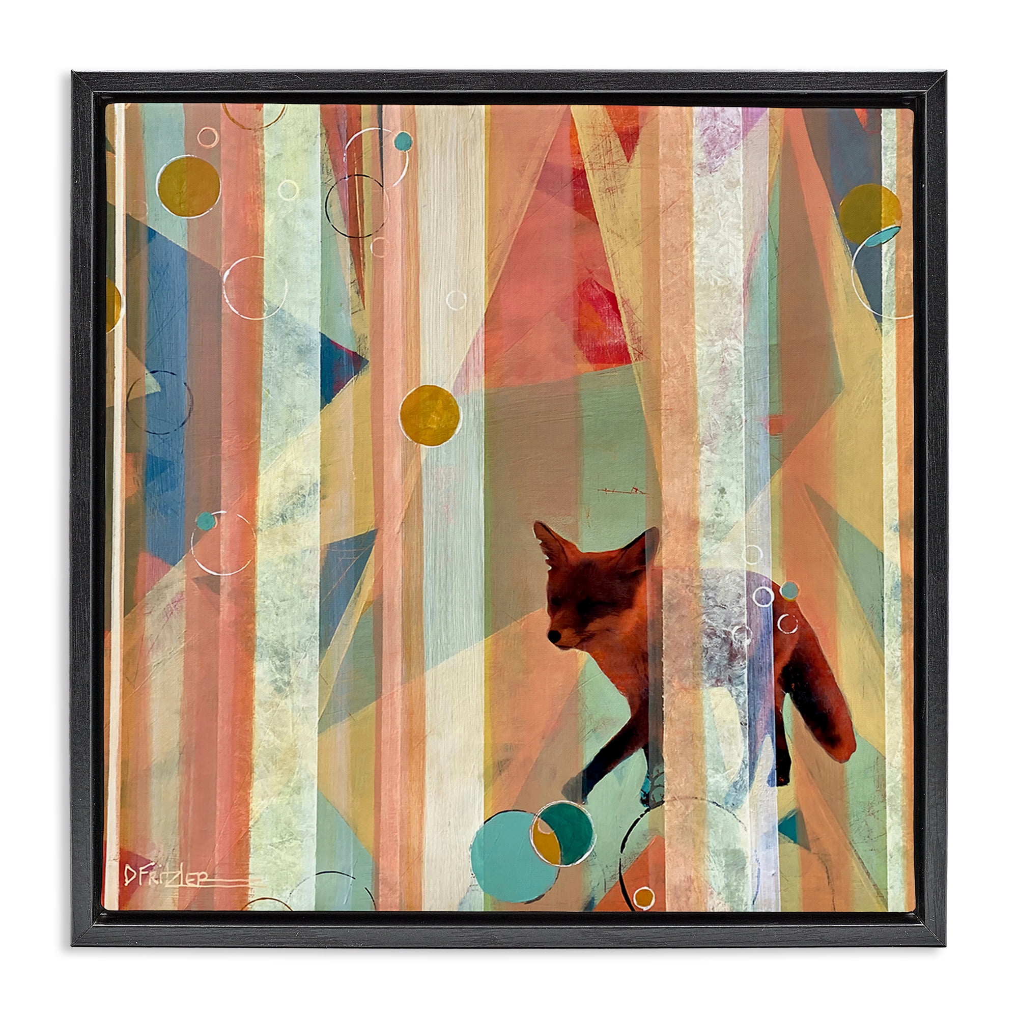 Stupell Industries Making My Move Fox Black Framed Floater Canvas Wall Art, design by Dianna Fritzler