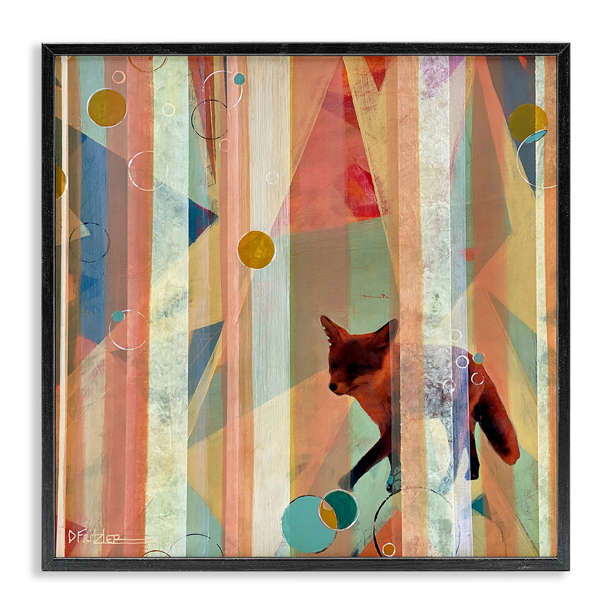 Stupell Industries Making My Move Fox Black Framed Giclee Art, design by Dianna Fritzler