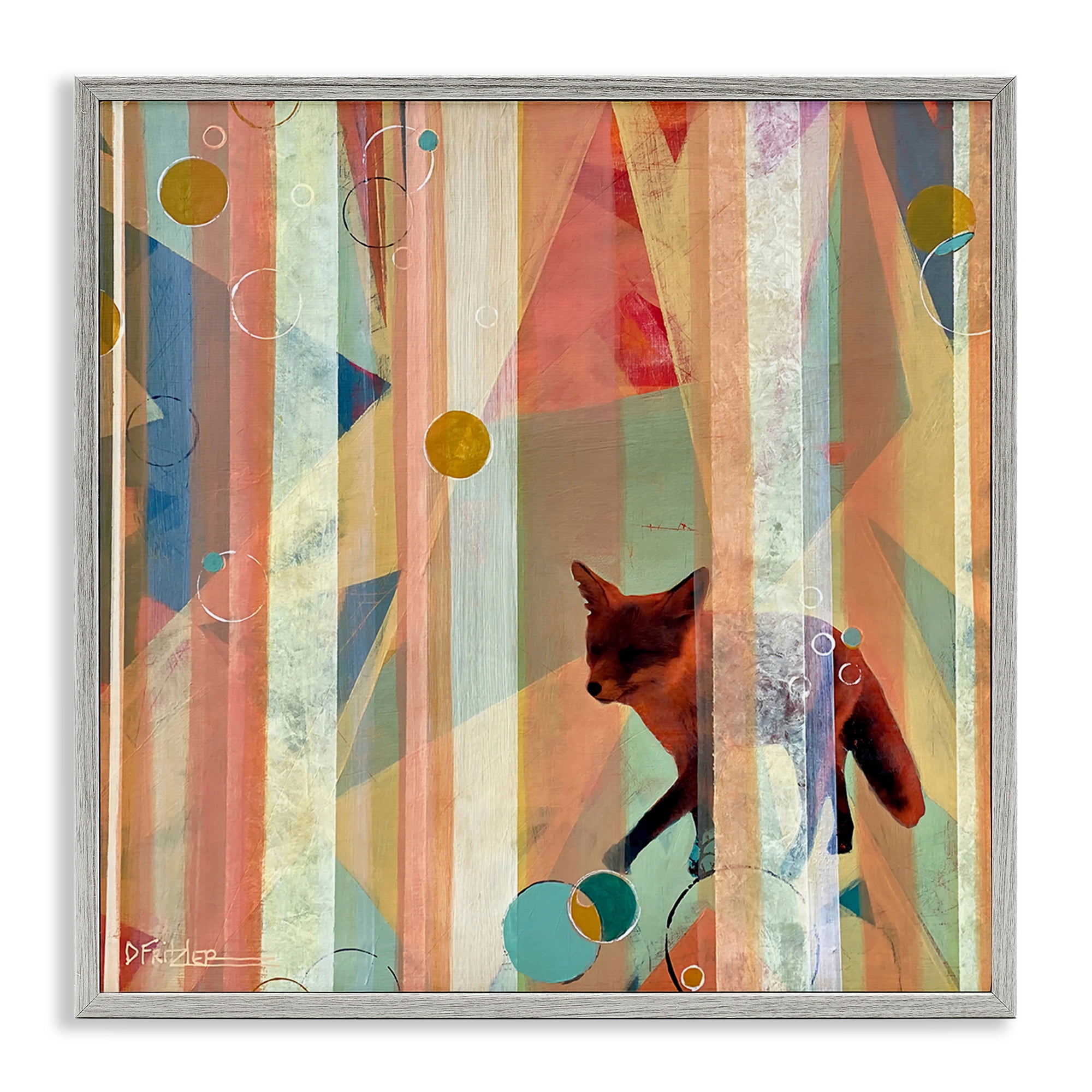 Stupell Industries Making My Move Fox Gray Framed Giclee Art, design by Dianna Fritzler