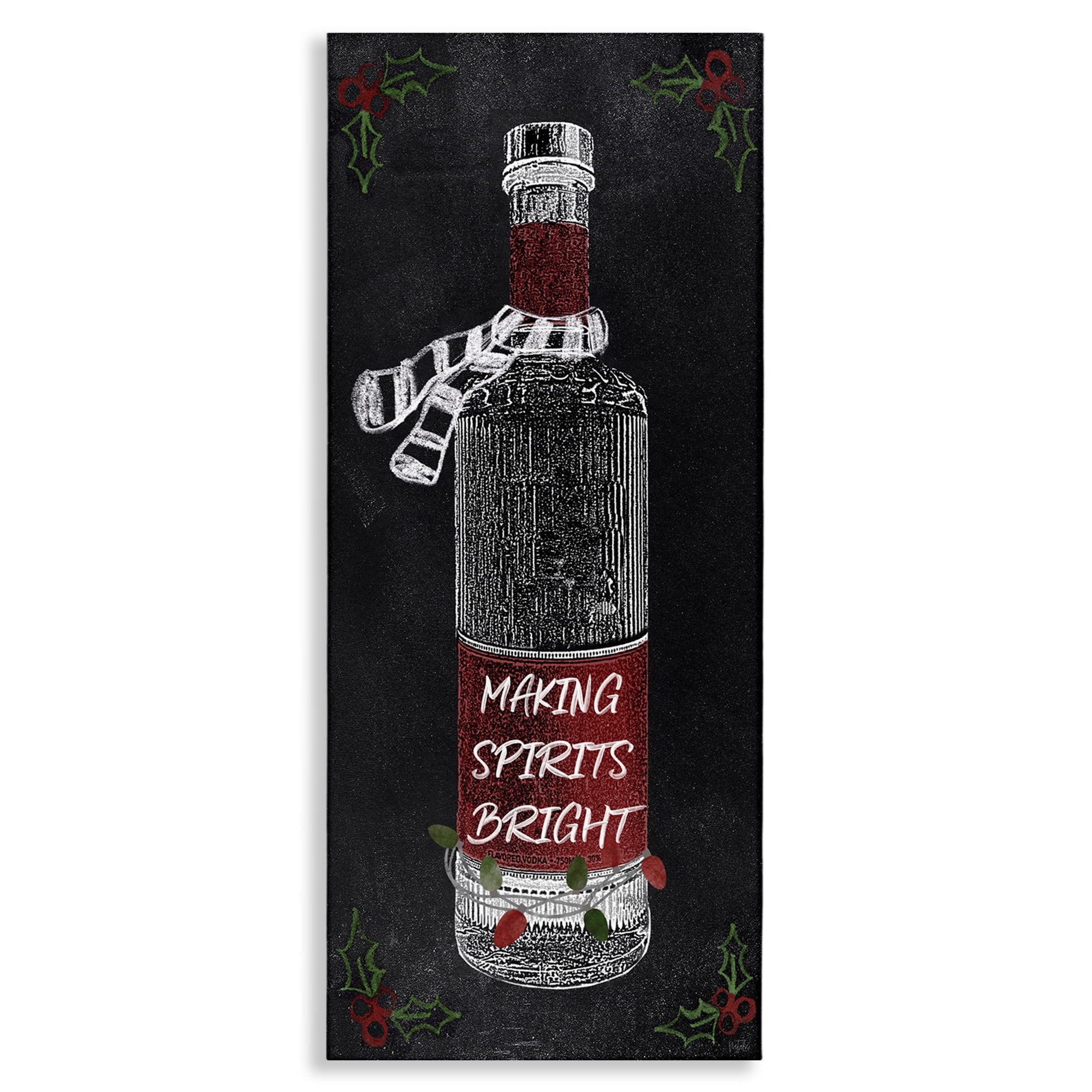 Stupell Industries Making Spirits Bright Bottle Holiday Painting Gallery Wrapped Canvas Art Prints Wall Art, 17 x 40