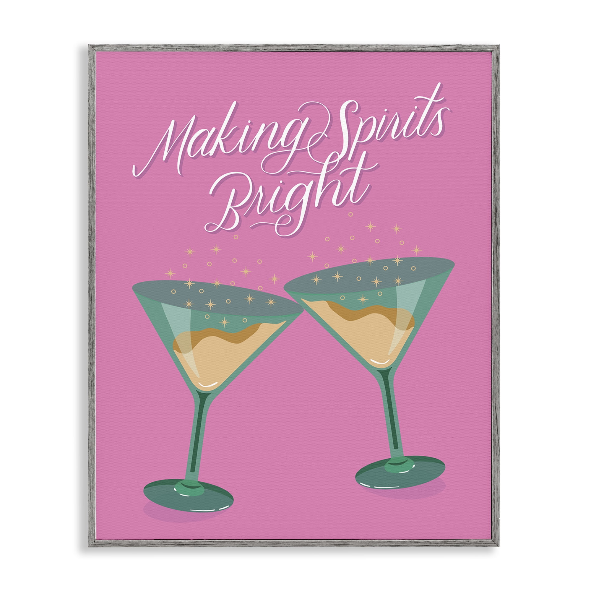 Stupell Industries Making Spirits Bright Cocktails Food & Beverage Painting Gray Framed Art Print Wall Art, 24 x 30