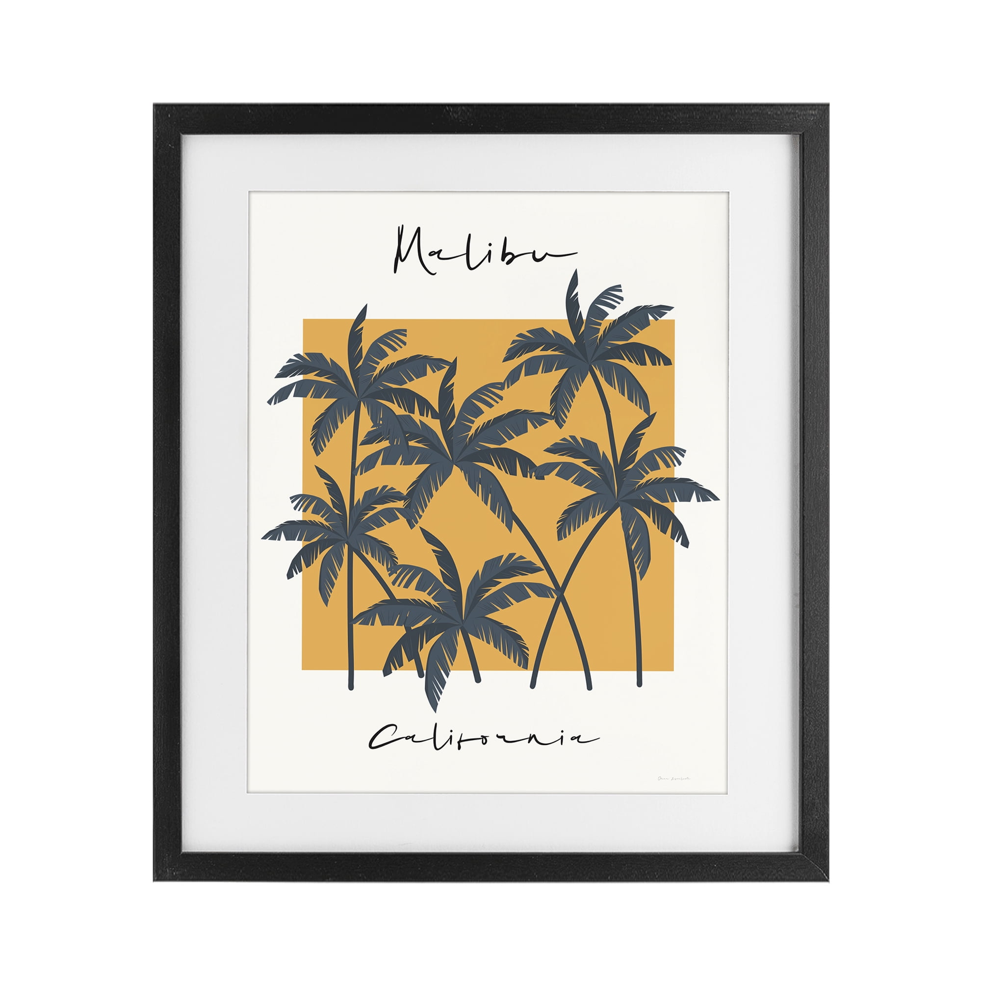 Stupell Industries Malibu Retro Vibe Black Framed Print Under Glass, design by Omar Escalante