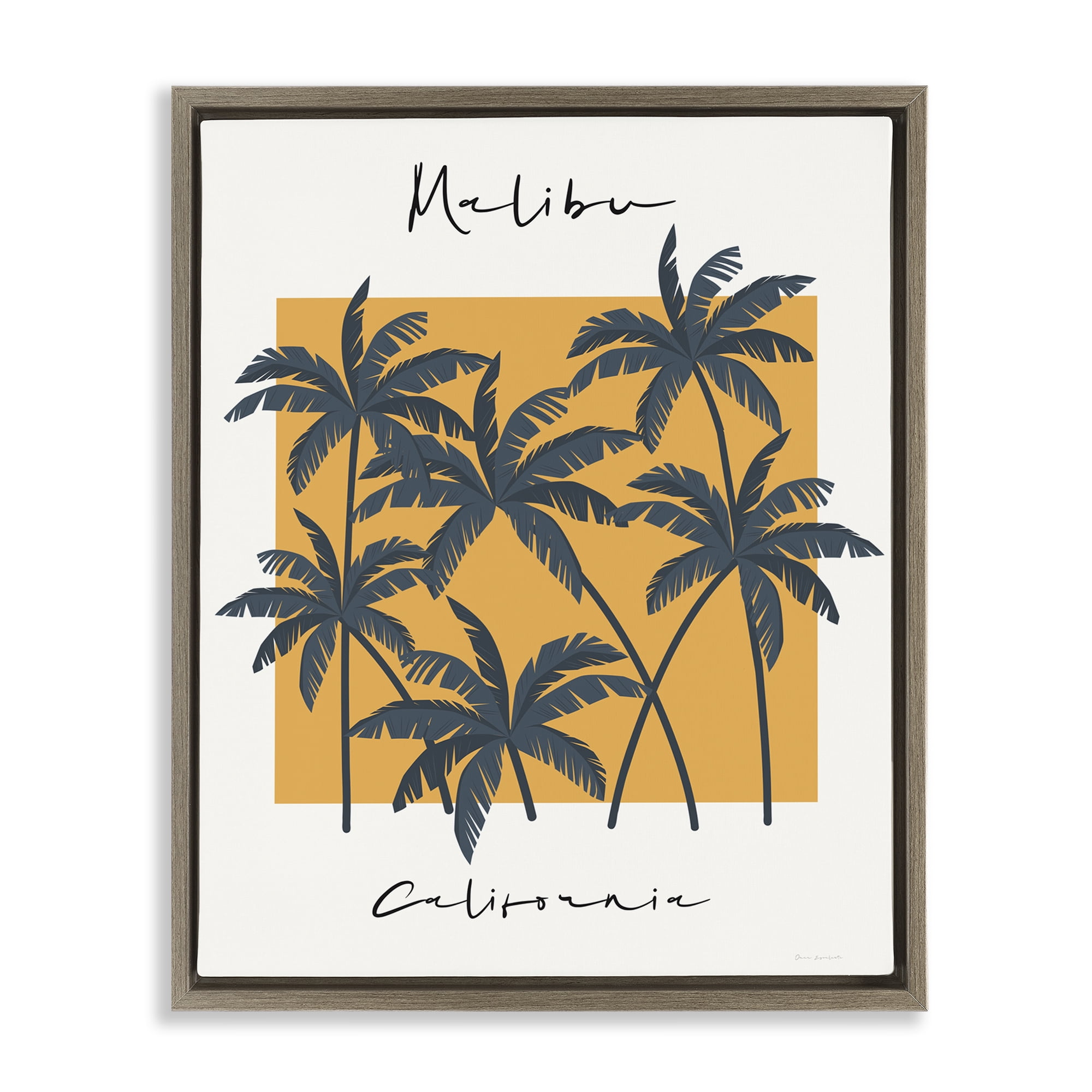 Stupell Industries Malibu Retro Vibe Brown Framed Floater Canvas Wall Art, design by Omar Escalante
