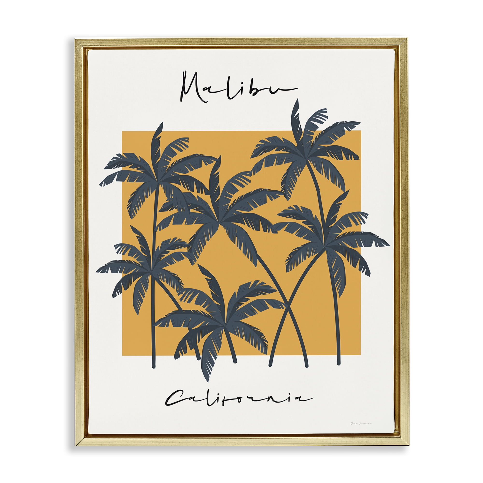 Stupell Industries Malibu Retro Vibe Gold Framed Floater Canvas Wall Art, design by Omar Escalante