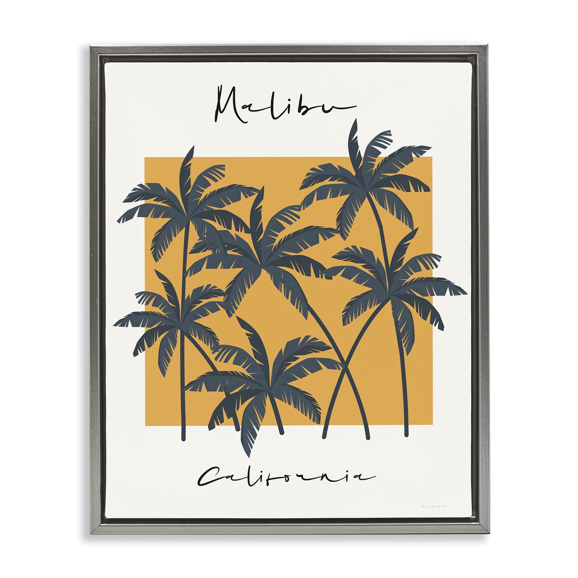 Stupell Industries Malibu Retro Vibe Gray Framed Floater Canvas Wall Art, design by Omar Escalante